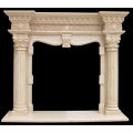 China hand carved rustic white marble fireplace mantel surround